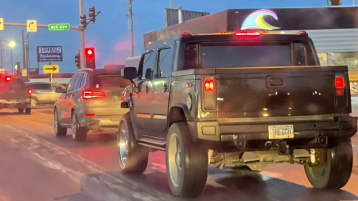 A Hummer with a "3REICH" license plate seen near downtown Anchorage on Jan. 22, 2021