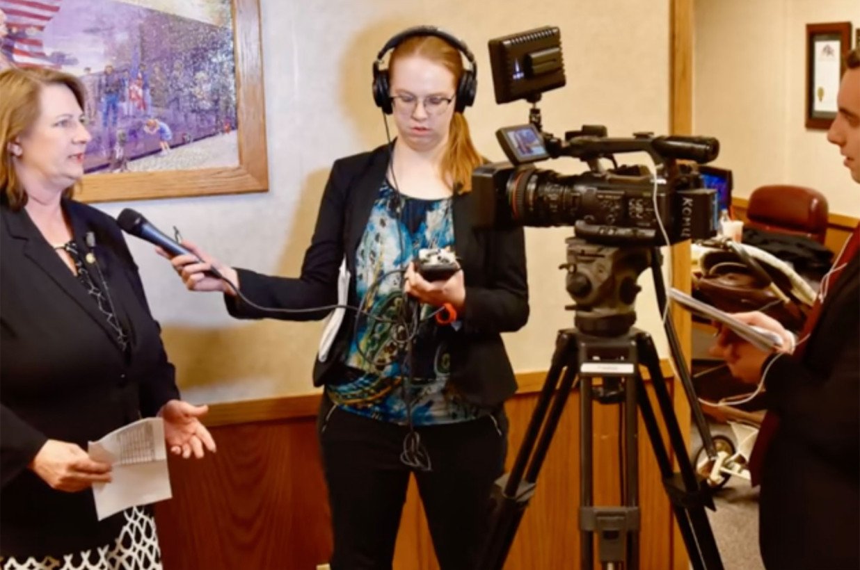 Aviva Okeson-Haberman pictured while working as a reporter for Kansas City radio station KCUR