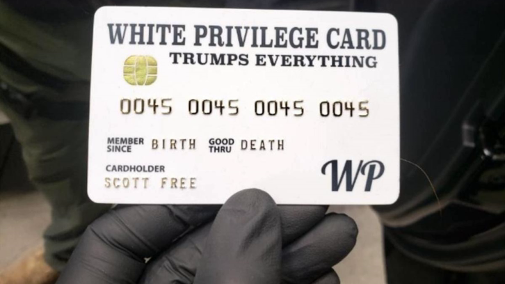 A "White Privilege Card" found at the home of Ian Benjamin Rogers