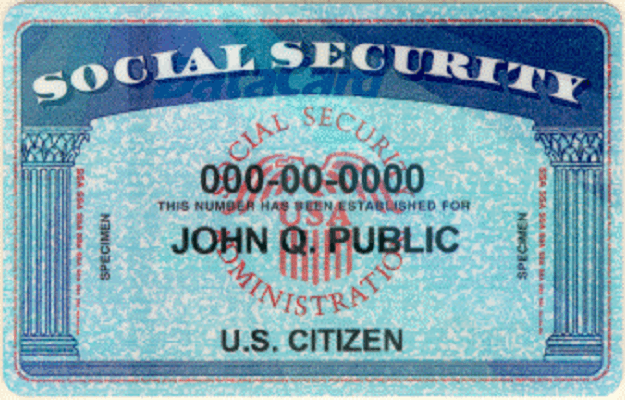 Social security card, John Q. Public