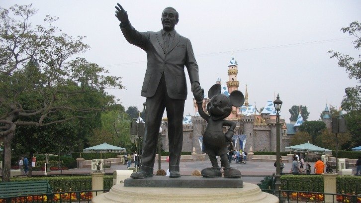 'Partners', copper statue of Walt Disney holding the hand of his most famous creation, Mickey Mouse