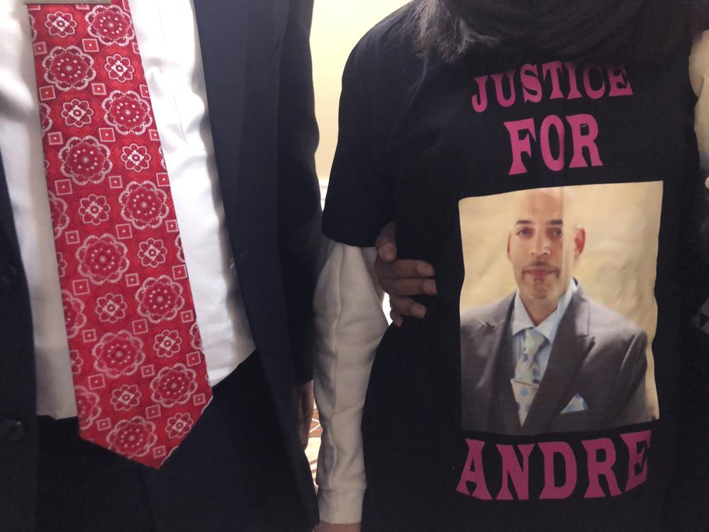 Andre Hill, fatally shot by Columbus police on Dec. 22, is memorialized on a shirt worn by his daughter, Karissa Hill