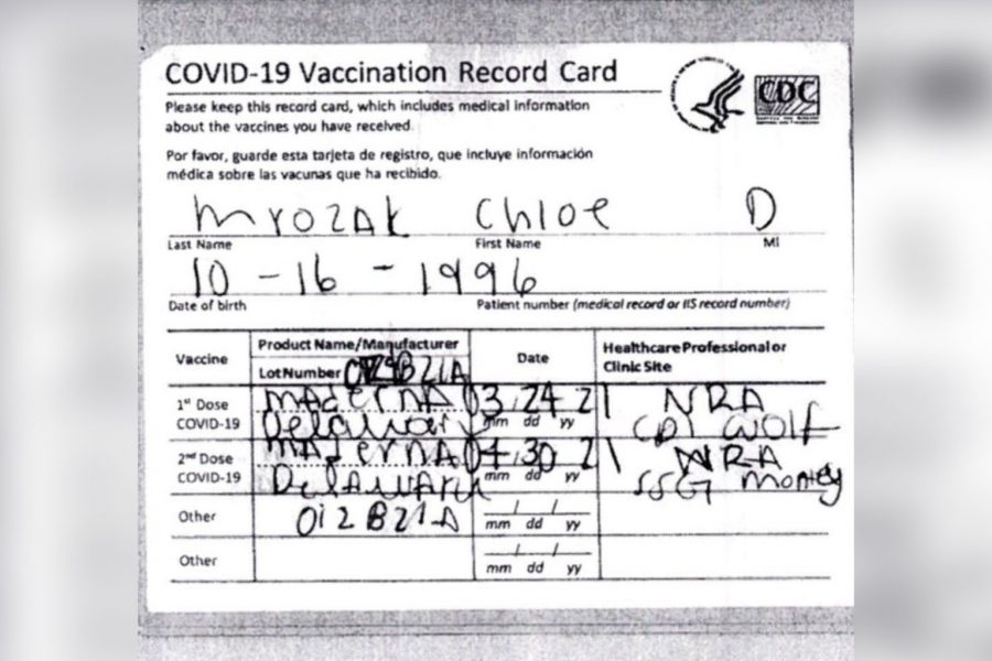 facsimile of handwritten covid vaccine card 