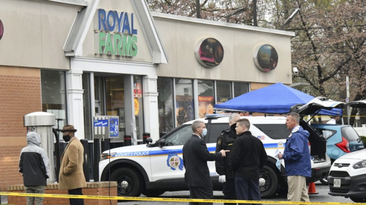 Baltimore County police investigating the shooting Sunday at the Royal Farms convenience store in Essex, Md, in which two were killed and a third injured