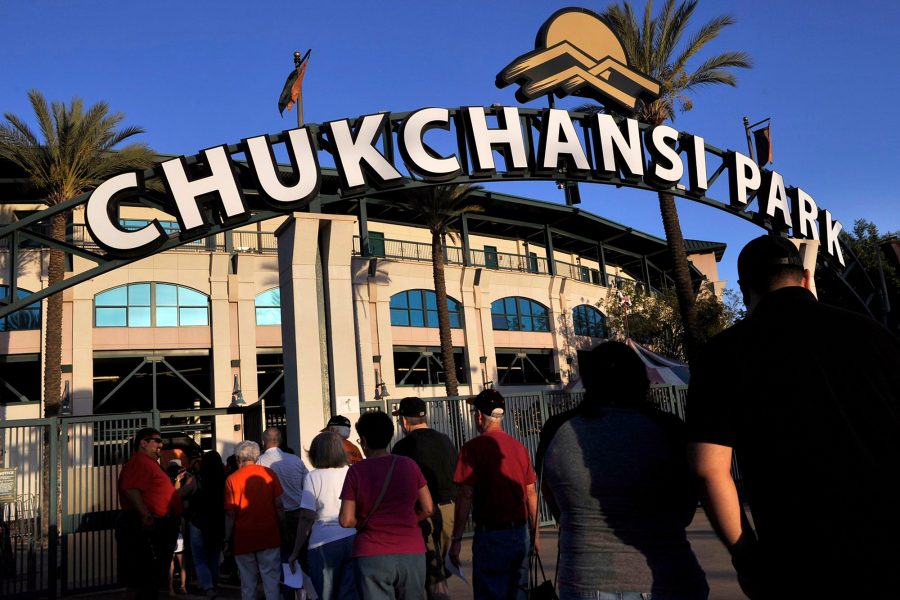 entrance to Chukchansi Park, home of the Fresno Grizzlies, where the eating competition was held